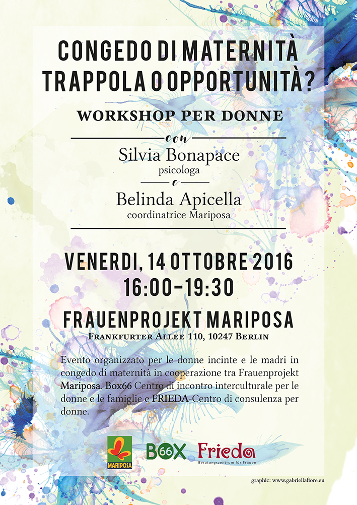 Venerdi 14 Ottobre Workshop sul congedo di maternità : trappola o opportunità?